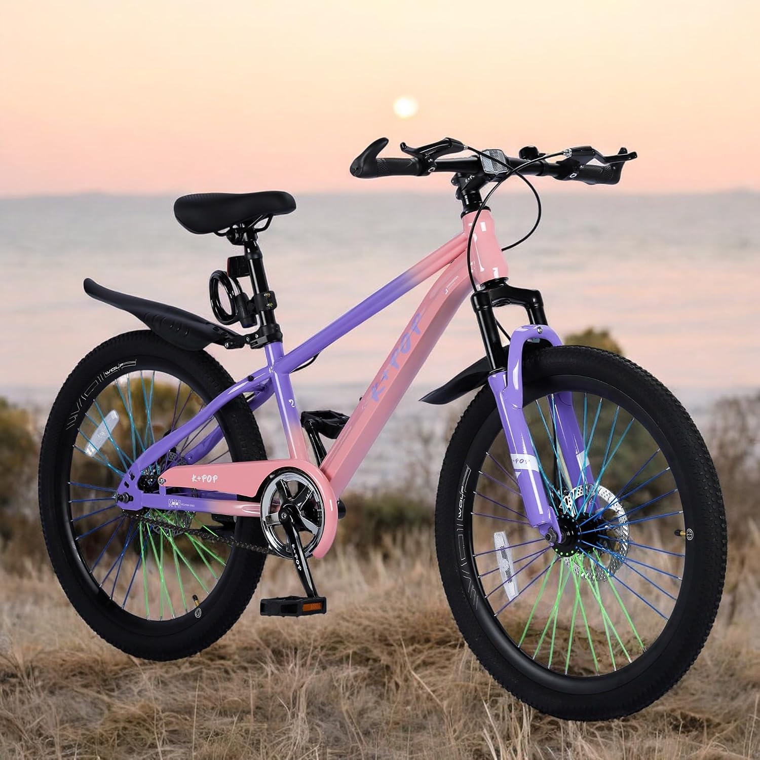 24 Inch Kids Mountain Bike for 7-12 Years Old Boys, Single Speed/7-Speed Girls Mountain Bicycle W/Suspension Fork,Adjustable Seat Height, Kids' Bicycles for Beginner Level Riders