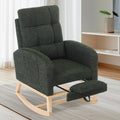 Nursery Rocking Chair, Polyester Upholstered Glider Chair with Footrest, Comfy Rocker Chair, Accent Chair with High Backrest, Glider Rocker, Armchair for Living Room (Dark Green Linen)