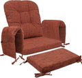 SINOSSO Glider Rocker Cushion Set (5 Pcs), Soft Blended Fabric High-Density Support Foam Seat Cushions with Ties, Fits Rocking Chair/Nursery Glider & Ottoman, Red