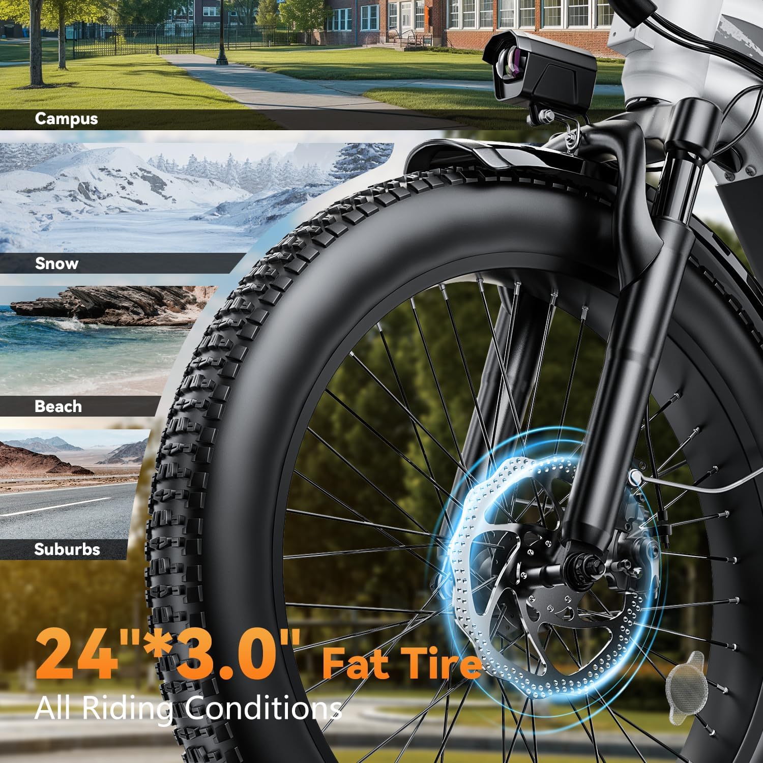 Sasikeibike Electric Bike for Adults, 1500W Motor 70mile Ebike, 24inch Fat Tire Electric Bicycle 48V 20AH Removable Battery, Commuting Electric Mountain E-Bike, Step-Thru Bicycle