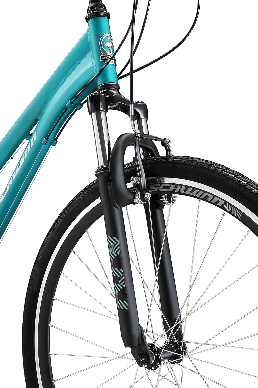 Schwinn Network 3.5 Hybrid Bike, Mens and Womens Bike, 21-Speed Hybrid Bicycle, Aluminum Frame, Suspension Seat, Alloy Linear Pull Brakes, Adult Bicycle