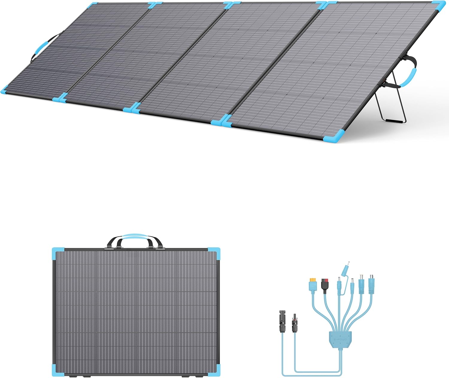 400W Bifacial Portable Solar Panel for Power Station, 23.5% High Efficiency ETFE Foldable Solar Charger for Camping Essentials,IP68 Waterproof 3 Reinforced Kickstands for RV Off-Grid Blackouts