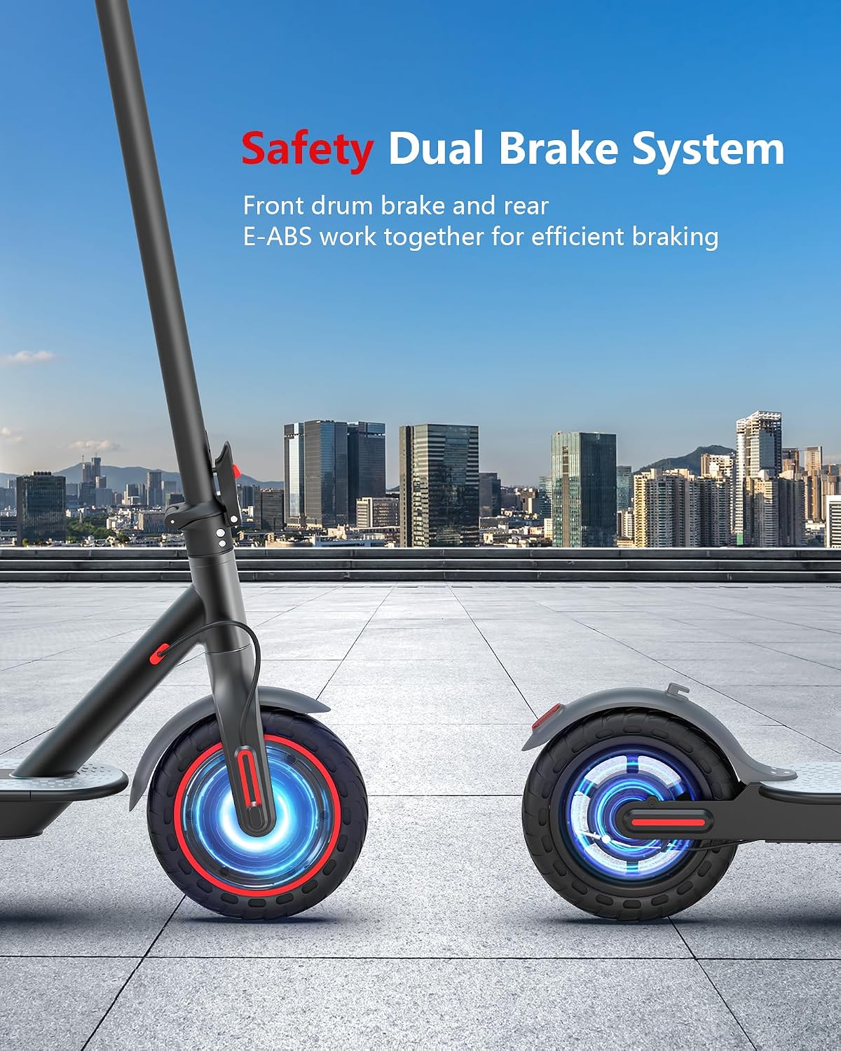 NAVIC Electric Scooter with Dual Suspension, 8.5'/10' Tires, 350W/500W Motor, 19/22 Mph, Max 22/25/27/49Miles Range, Foldable E Scooter for Adults with Braking, App Control