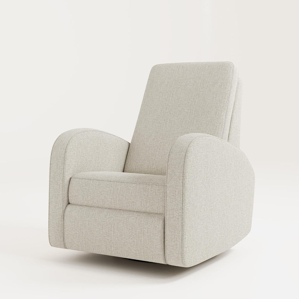 Storkcraft Santa Monica Power Recliner Swivel Glider (Dune Basketweave) – Effortless Electronic Power Recline, USB-A & USB-C Charger