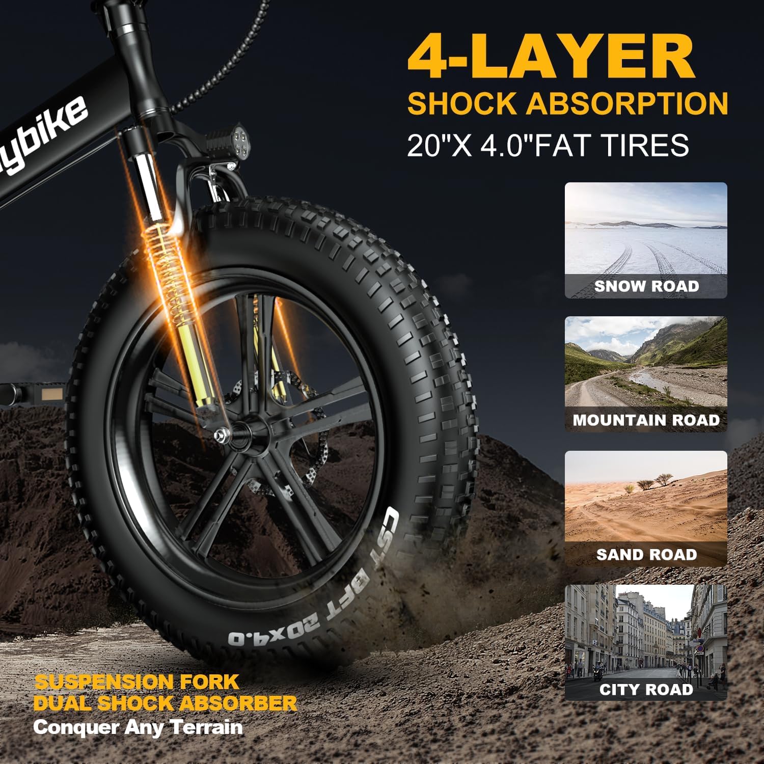 Folding Electric Bike for Adults and Seniors, 1000W Motor 48V 20AH Battery 30MPH 80 Miles, 20' Fat Tire All Terrain Ebike, 7-Speed Commuter E Bike, Step-Thru Electric Bicycle for Women and Teens