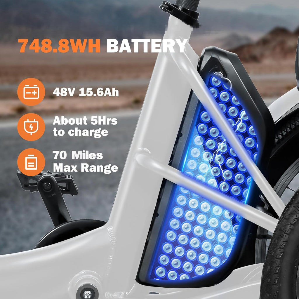 ACTBEST Triker Electric Bike, Peak 1200W Brushless Motor Folding Trike Ebike, 748.8Wh Removable Battery,Up to 70 Miles,Step-Thru 3 Wheel Electric Bicycle,20X3.0 Fat Tire Tricycle for Adults