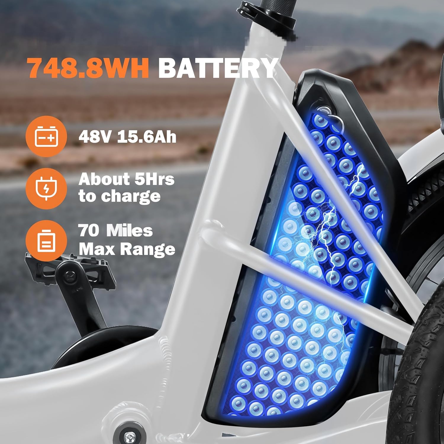 ACTBEST Triker Electric Bike, Peak 1200W Brushless Motor Folding Trike Ebike, 748.8Wh Removable Battery,Up to 70 Miles,Step-Thru 3 Wheel Electric Bicycle,20X3.0 Fat Tire Tricycle for Adults