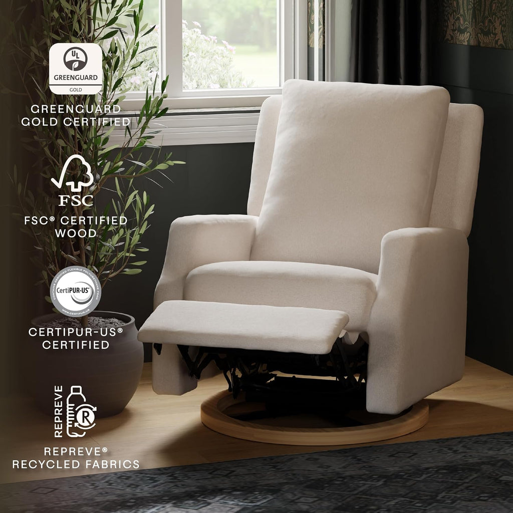 Namesake Crewe Glider Recliner Nursery Chair - GREENGUARD Gold & Certi-PUR US Certified Rocker Recliner - Glider Rocking Chair for Nursery & Living Room - Electronic, 270° Swivel, Performance Cream
