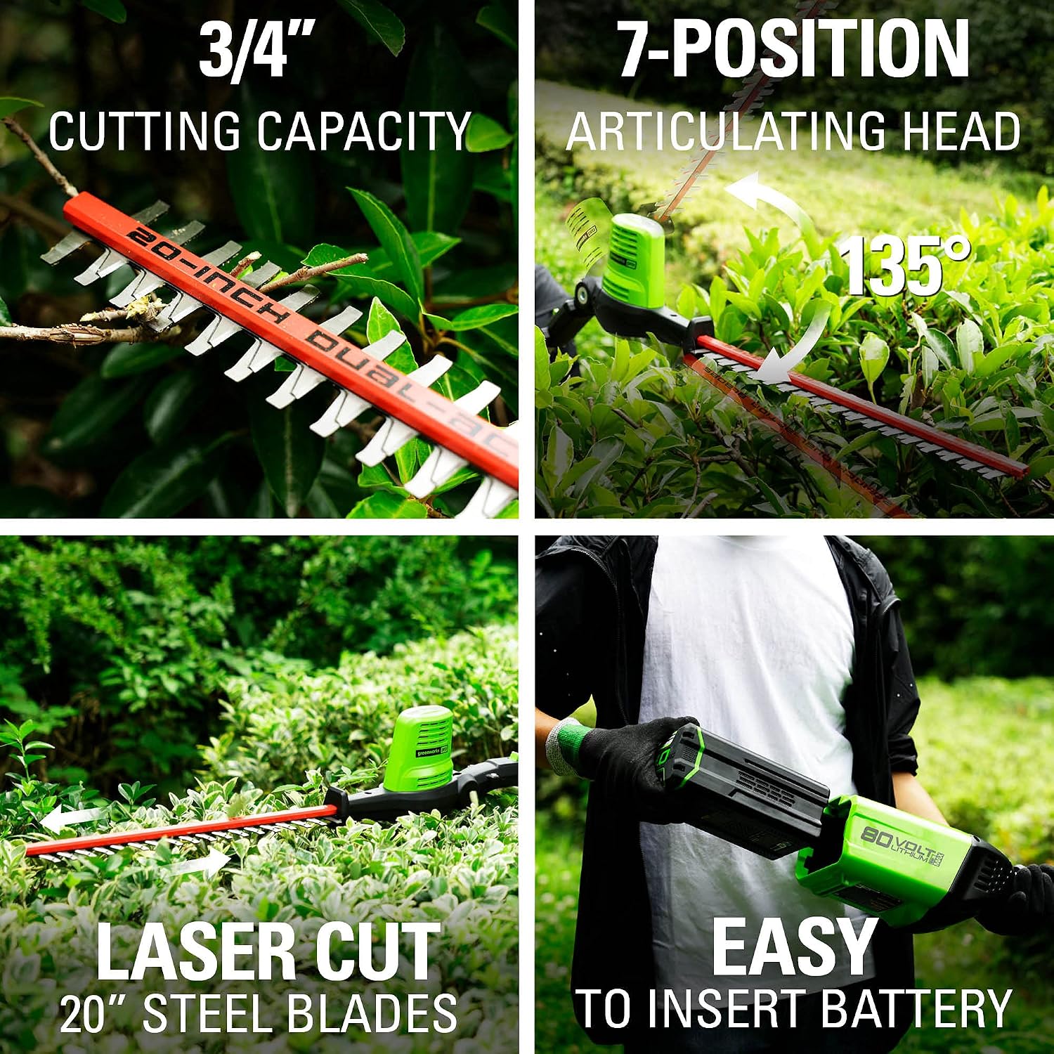 Greenworks Pro 80V 20' Cordless Pole Hedge Trimmer, Tool Only