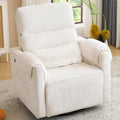 Oversized Power Recliner Chair Swivel Glider with Adjustable Headrest, 26' Extra Wide Glider Nursery Chair with Overstuffed Armrest, USB Ports, Chenille Fabric, Cream
