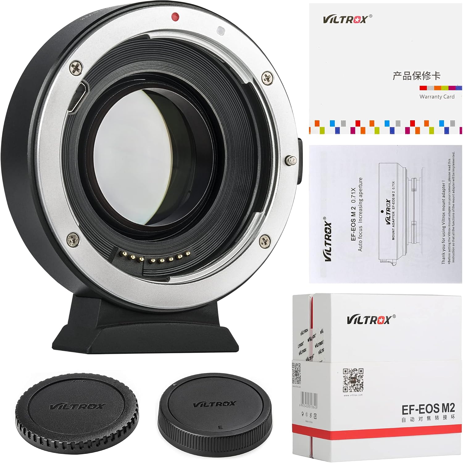 VILTROX EF-EOS M2 Auto Focus Lens Adapter 0.71x Reducer Speed Booster for Canon EF Mount Lens to Canon EF-M Mount Mirrorless Camera EOS M M2 M3 M5 M6 M10 M50 M100