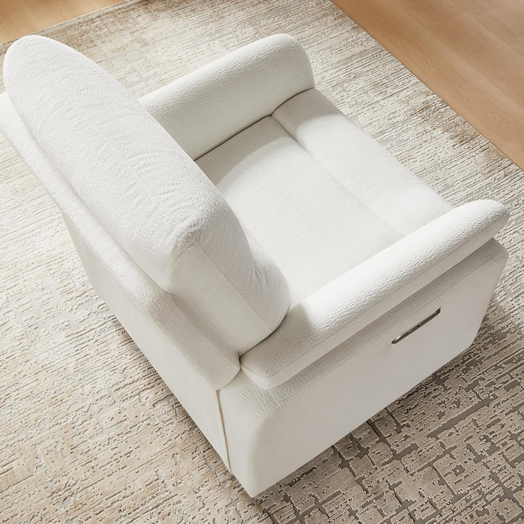 VANOMi Power Recliner Chair Swivel Glider, Electric Rocking Recliner Chairs with USB and Type-C Ports, Nursery Chair Recliner for Living Room, Bedroom, Apartment（White）