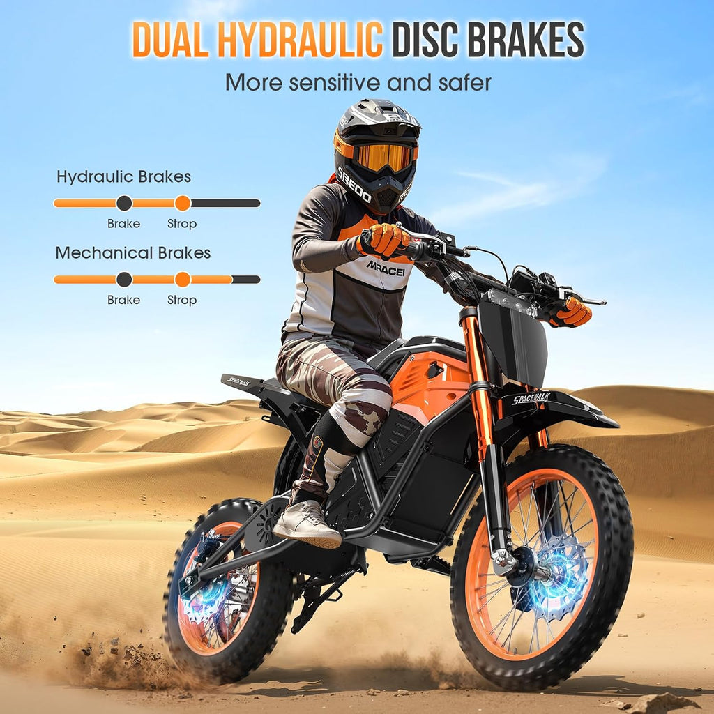 EILLEO Adult Electric Dirt Bike, Electric Mountain Bike with 3000W Brushless Motor - 37.5 MPH, 48V/20Ah Removable Battery, Hydraulic Brakes & Full Suspension Electric Motorcycle for Teens 13+