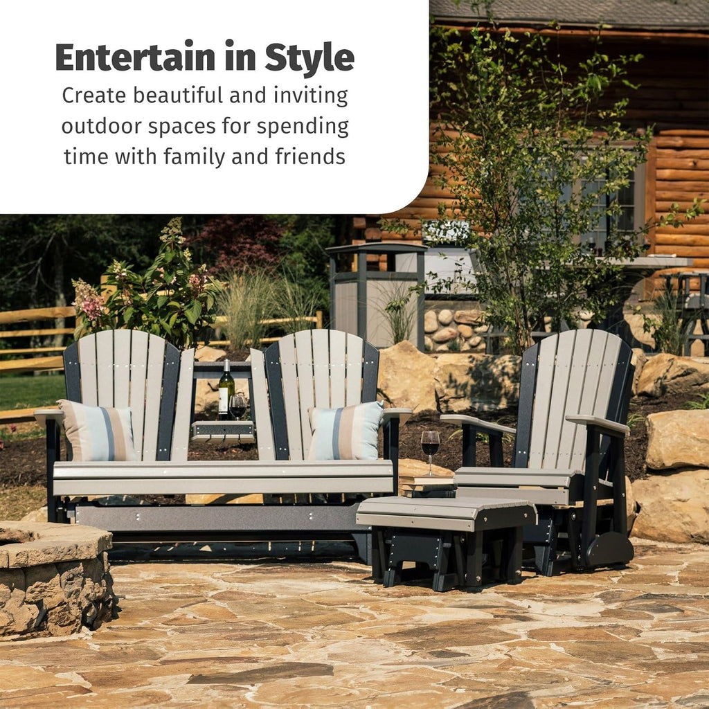 LuxCraft 2' Adirondack Glider Chair, Outdoor Patio Rocking Glider, Gliding Rocker for Outside (Lime Green & Black)