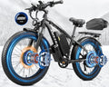 Dual Motor Ebike 8000W Peak for Adults - 58V Max-Output 36AH Battery 24 Inch Fat Tire Electric Bike LCD Display Fast 47MPH 105 Miles Range for Hunting Fishing