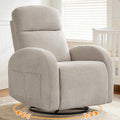 Swivel Rocker Recliner Chair, Rocking Recliner for Nursery with Side Pockets, Manual Swivel Reclining Nursery Glider Chair for Breastfeeding Living Room, Camel Chenille