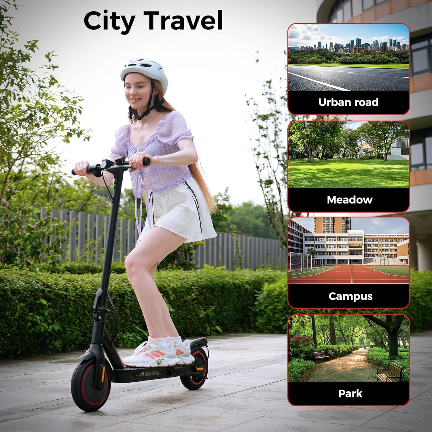 Electric Scooter, 23 Miles, 22 MPH Top Speed Electric Scooter for Adults, 500W Powerful Motor,10'/8.5' Pneumatic Tires Commuting Scooter, Foldable Escooter for Commuting & Campus Use