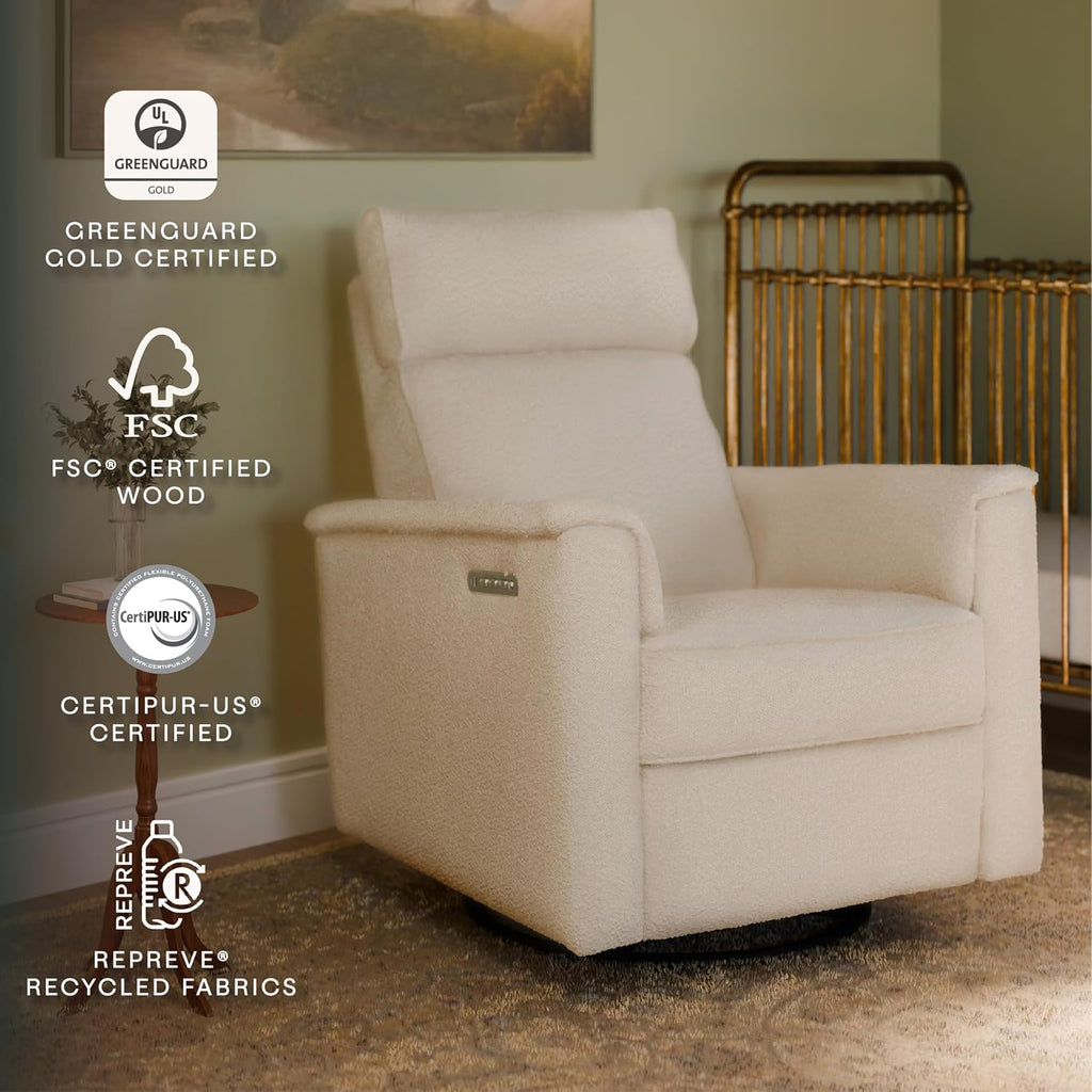 Namesake Willa Pro Power Recliner and Swivel Glider in Performance Ivory Boucle, Built-in USB Charging Port, Adjustable Headrest and Lumbar Support | Greenguard Gold and CertiPUR-US® Certified