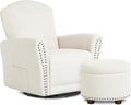 Evolur Vienna Swivel Glider with Ottoman, FSC Certified, Greenguard Gold and JPMA Certified Glider Rocking Chair, 360° Swivel Motion, Ergonomic Design Nursery Glider, Sweet Cream