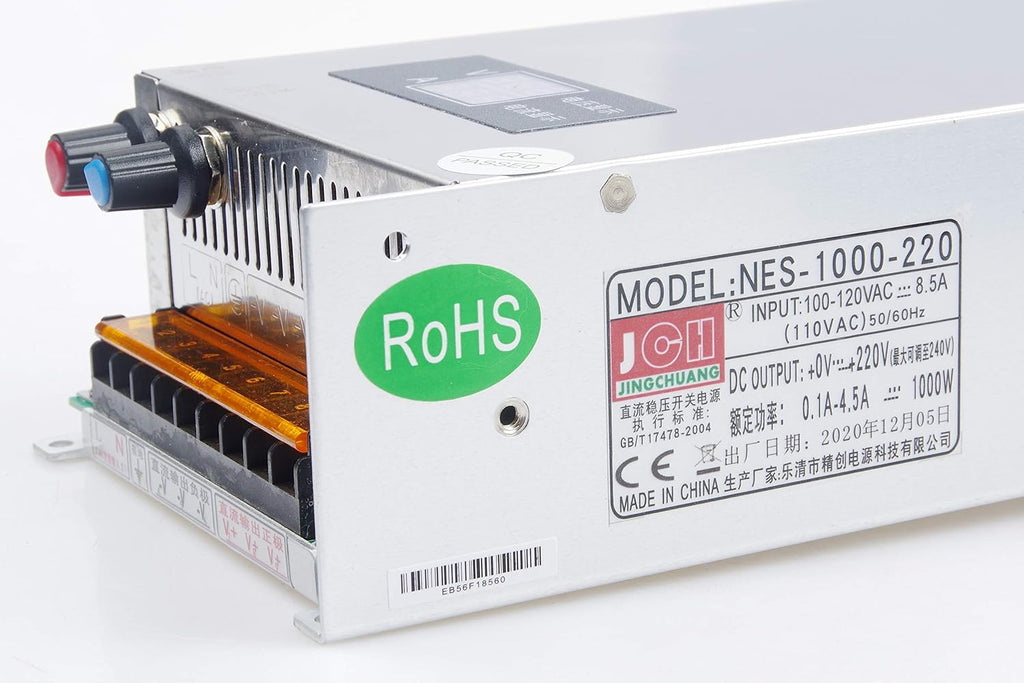 Adjustable DC Power Voltage Converter AC 110V to DC 0-220V 0-4.5A Module 220V Switching Power Supply Digital Display 1000W Voltage Regulator Transformer Built in Cooling Fan (0-220V 0-4.5A)