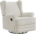 Oxford Baby Teegan Upholstered Glider Recliner Rocking Chair 360° Swivel for Nursery and Living Room - Boucle White