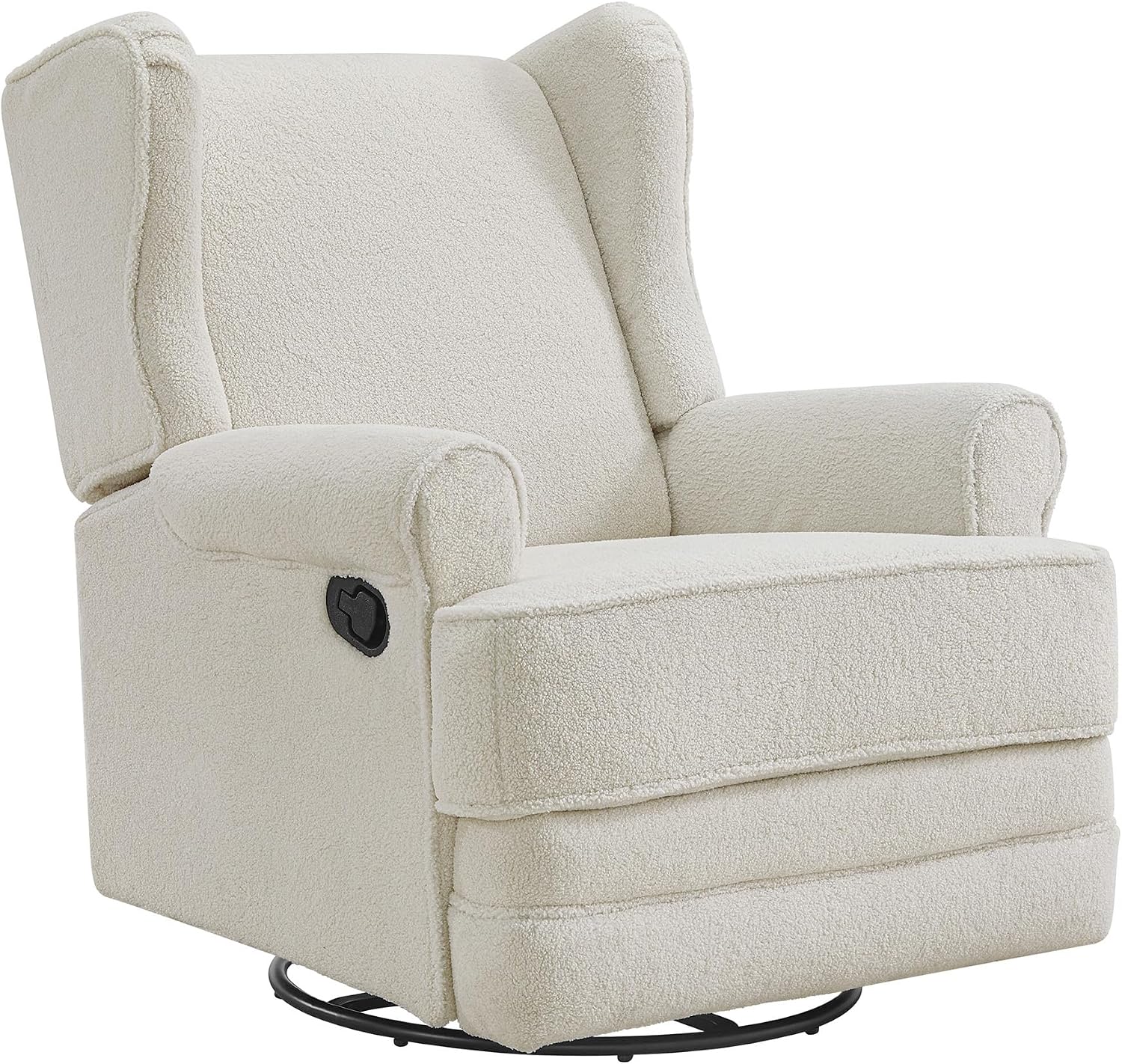Oxford Baby Teegan Upholstered Glider Recliner Rocking Chair 360° Swivel for Nursery and Living Room - Boucle White
