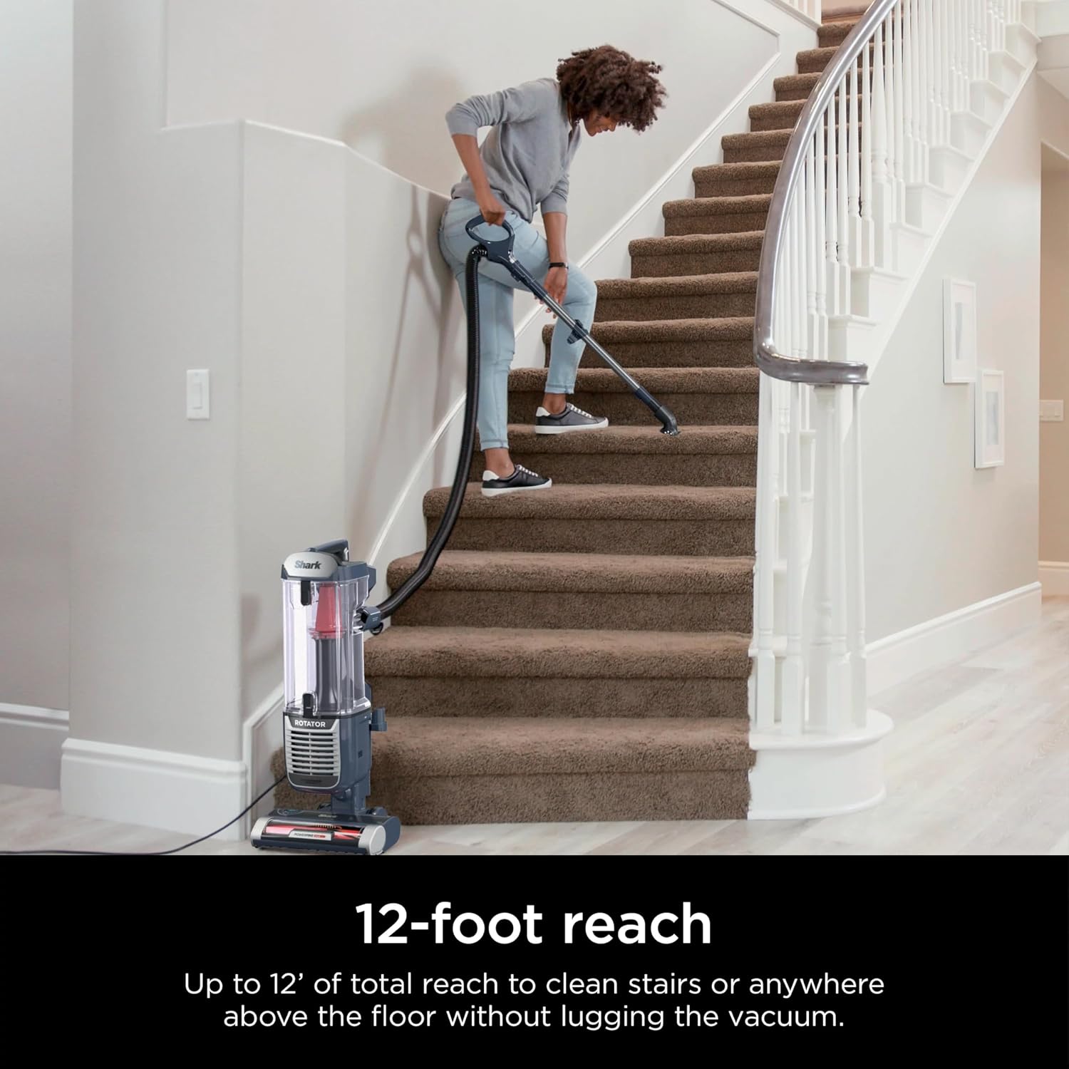 Shark ZU100 Rotator Pet Upright Vacuum with PowerFins HairPro & Odor Neutralizer Technology, Navy (Renewed)