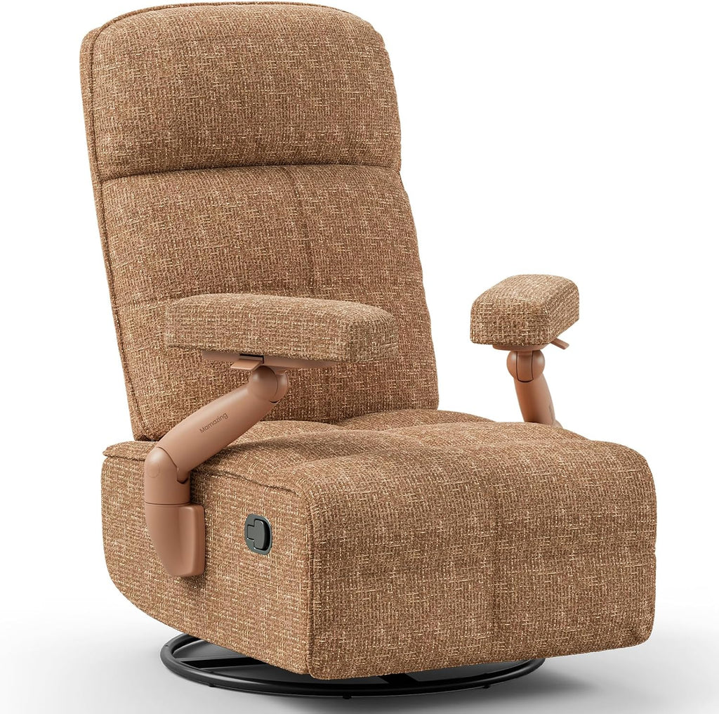 MAMAZING Lullacloud Swivel Rocker Recliner Chair for Adults with Adjustable Armrests & Headrest, Glider Rocking Chair Indoor with Removable Cover, Reading Chair with a Cushion for Living Room Bedroom