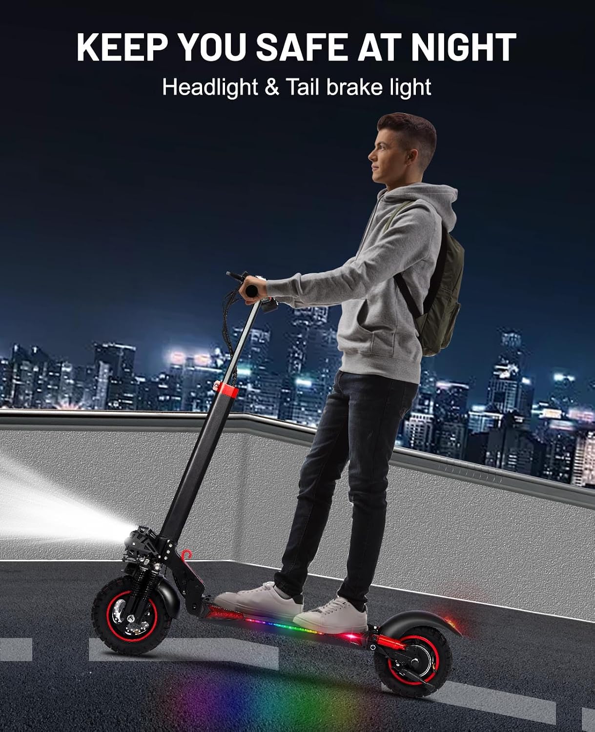 Offroad Electric Scooter Adults with Seat - 28-34 Miles Long Range & 25/34 Mph Fast Electric Scooters, 1200W All Terrian Escooter for Adult,Height Adjustable,Dual Suspensions Foldable Scooter