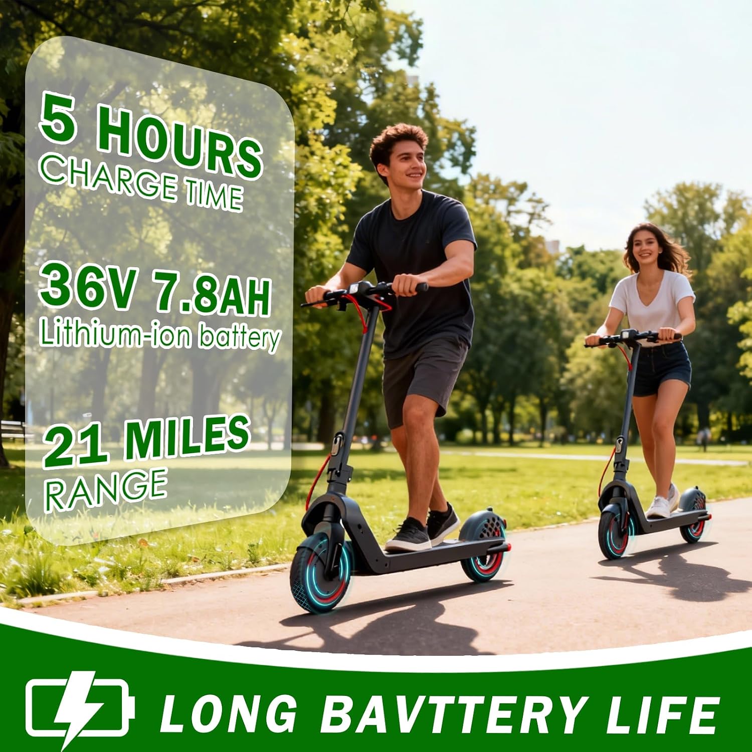 UrbanFish Electric Scooter, 350W/500W, 8.5' Tires, 21 Miles Range, 16/19 Mph, Folding E-Scooter with Dual Braking，APP Control