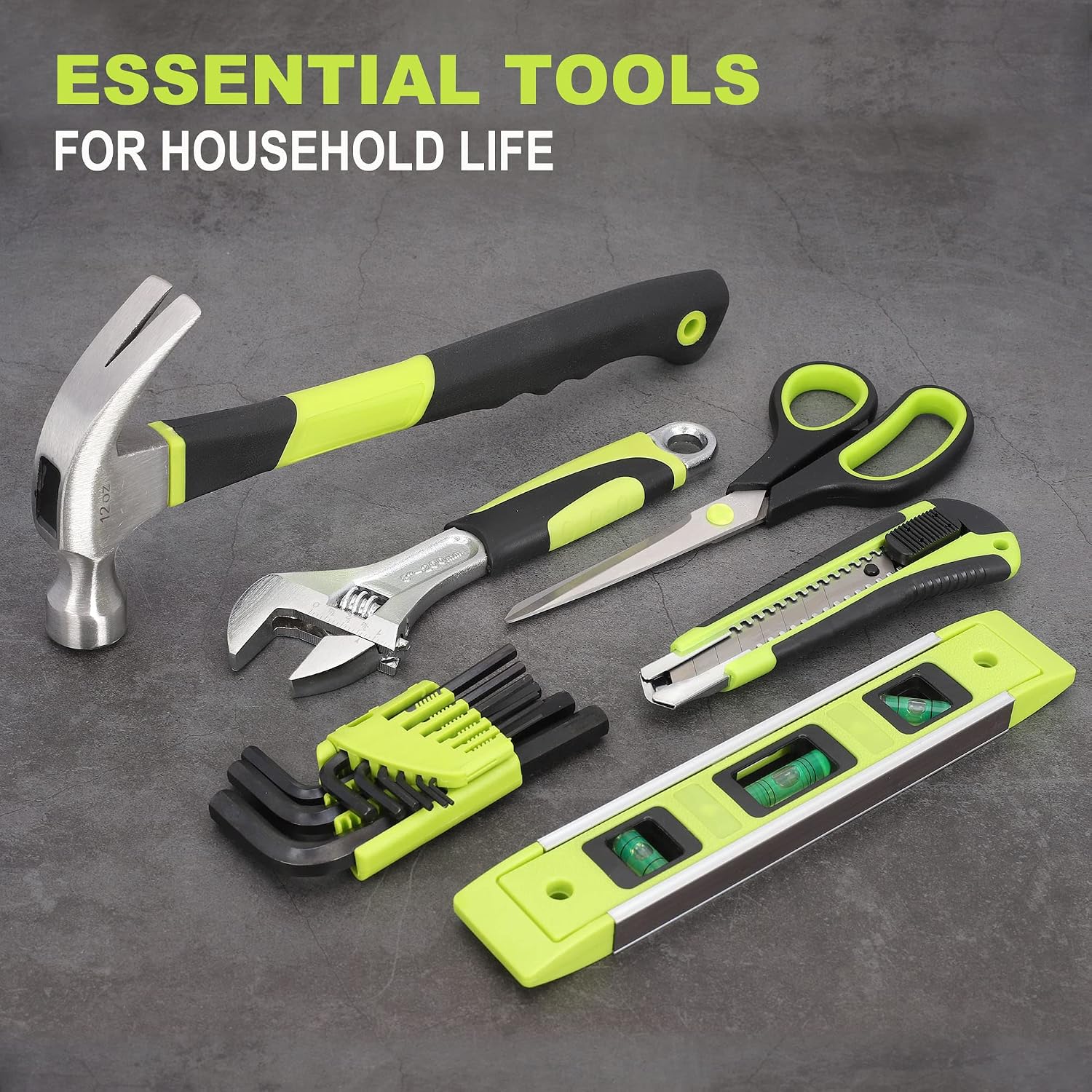 FASTPRO 232-Piece Home Tool Set with Drill, 20V Cordless Drill Driver, Household Repairing Tool Kit with Drill, 12-Inch Wide Mouth Storage Tool Bag Included, Green