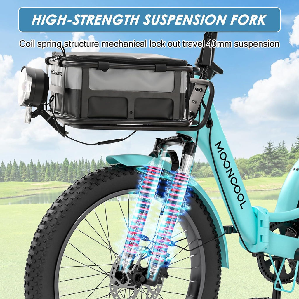 MOONCOOL Folding Electric Tricycle for Adults, 48V 500W 3 Wheels Electric Trike, Aluminum Frame Electric Tricycle Adult Bicycle with Removable Battery, Storage Bags Included