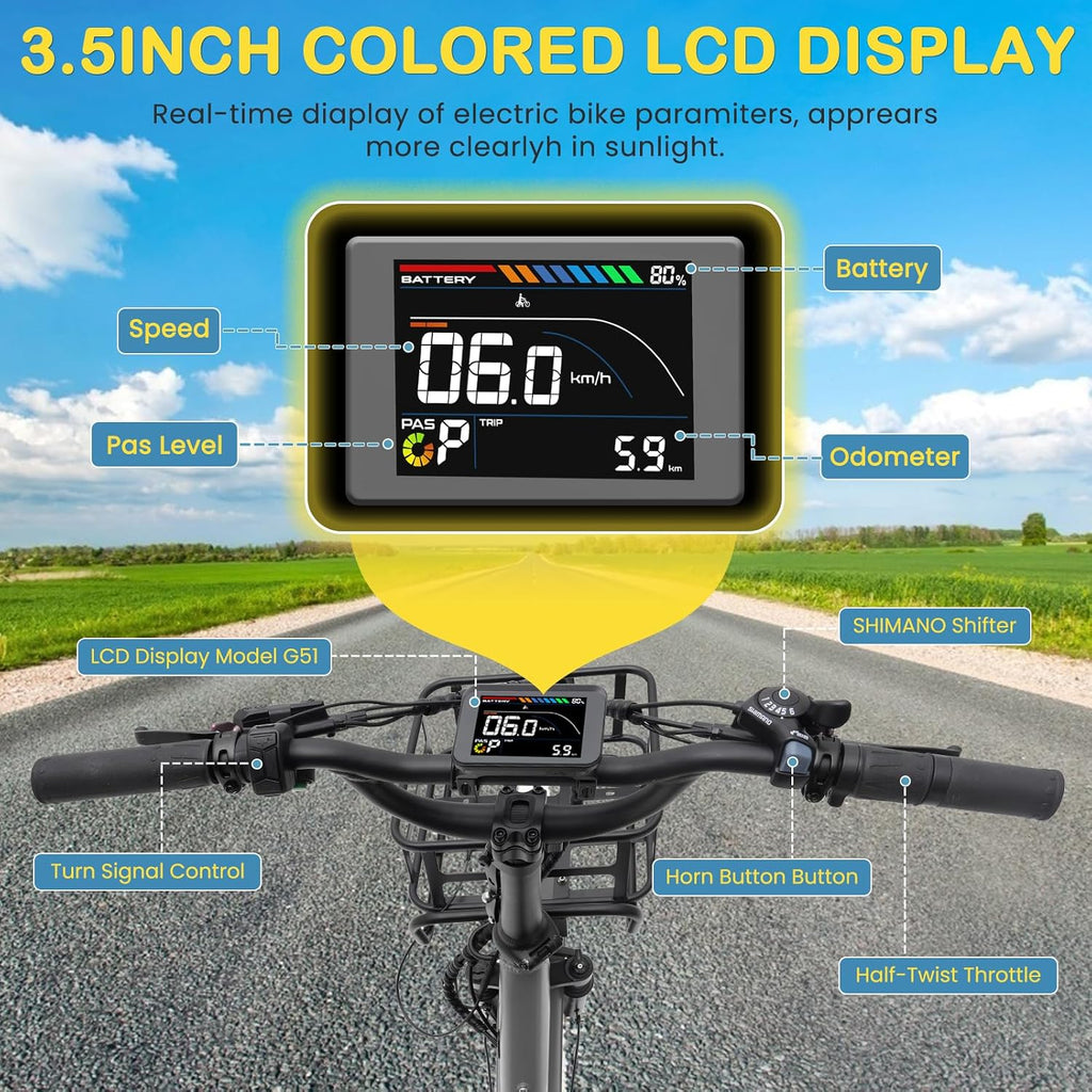 NAIZEA Electric Bike for Adults - 750W(Peak 1100W), 48V 20AH Removable Battery,25MPH Ebike, 20' x 3.0 Fat Tire Electric Bike,3 Wheels Electric Bicycle Bikes with Basket for Women Men, 6-Speed