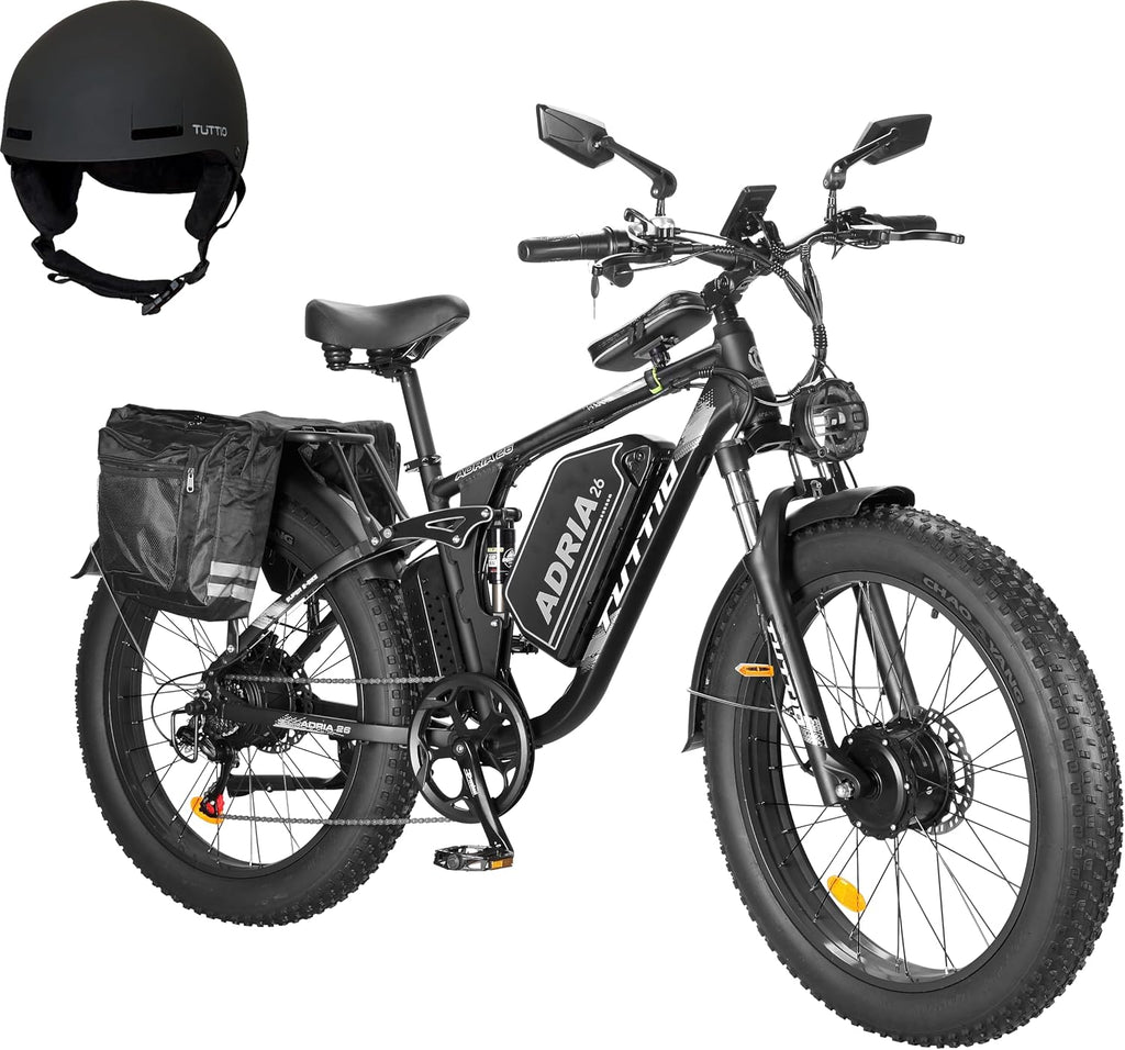 Tuttio-Adria26 6000W/5000W Peak Dual-Motor Ebike for Adults - 52V Fast Ebike, Long-Range Electric Bicycle, Full Suspension, 26 Inch Fat Tire Bike for Off-Road, Mountain, Snow, Hunting, Commuting