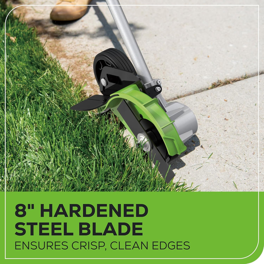 Greenworks 80V All-Terrain Brushless Edger, 8' Steel Blade, 2.25' Pro Depth & Tool-Free Adjust, 27cc Gas Power Equivalent, Battery and Charger Not Included