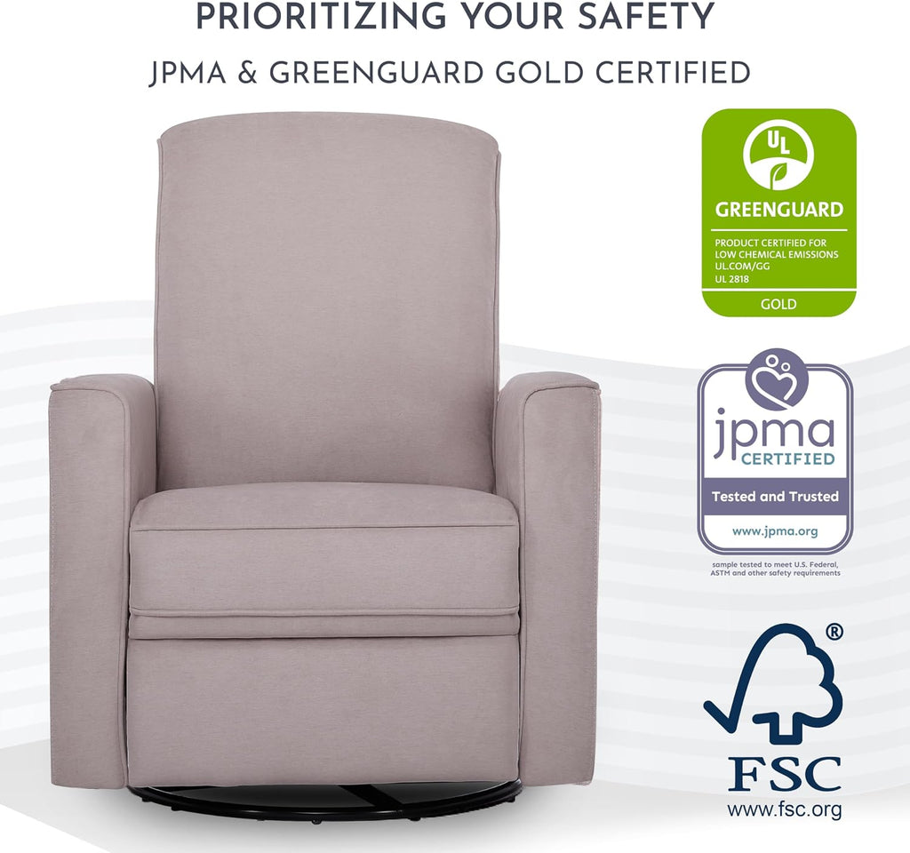 Evolur Raleigh Basic Glider, Recliner and Rocker in Lilac