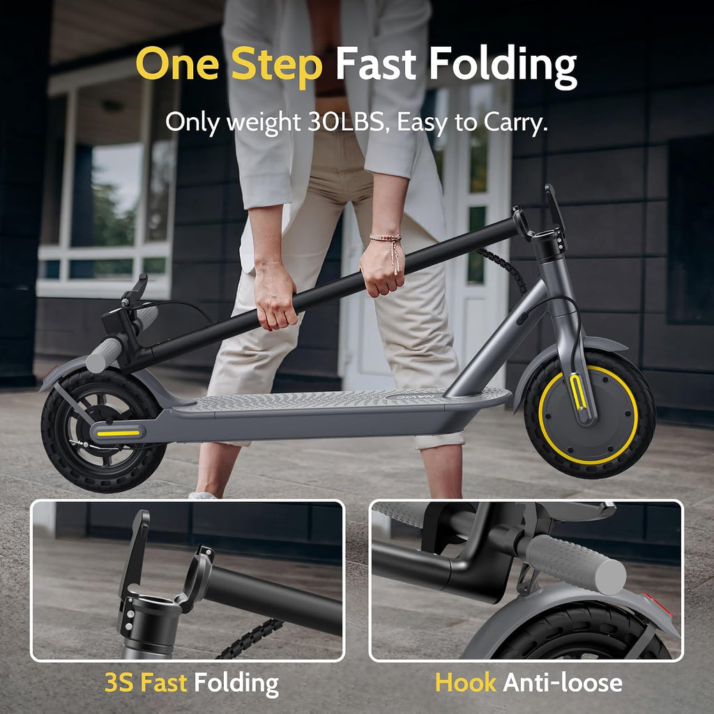 NAVIC Electric Scooter with Dual Suspension, 8.5'/10' Tires, 350W/500W Motor, 19/22 Mph, Max 22/25/27/49Miles Range, Foldable E Scooter for Adults with Braking, App Control