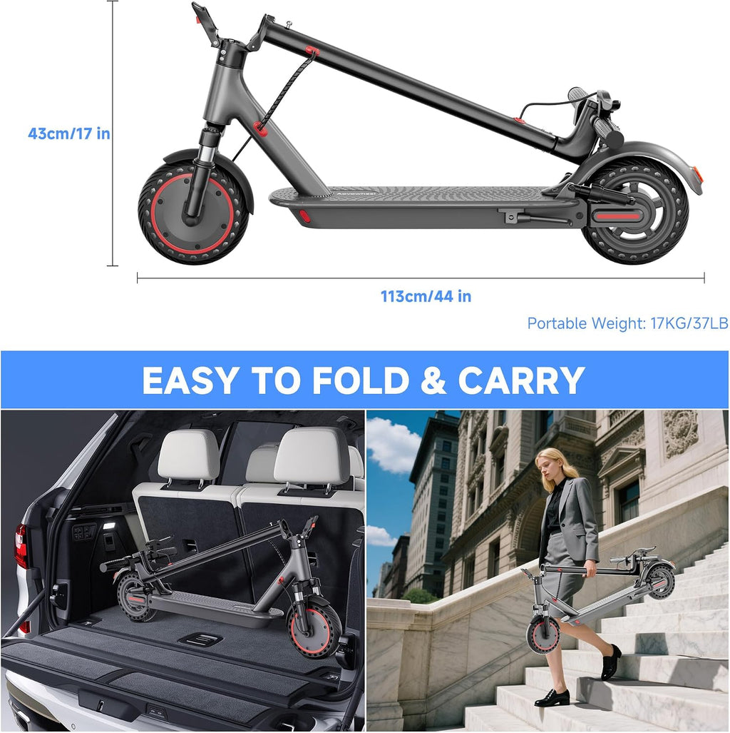 Aovowheel Electric Scooter for Adults, Folding E Scooter with 250W-500W Motor 16-24 Mph Top Speed, Max 15-60Miles Long Range,6.5''/8.5''/10''/14'' Solid Tires Commuting Scooters, Dual Brakes
