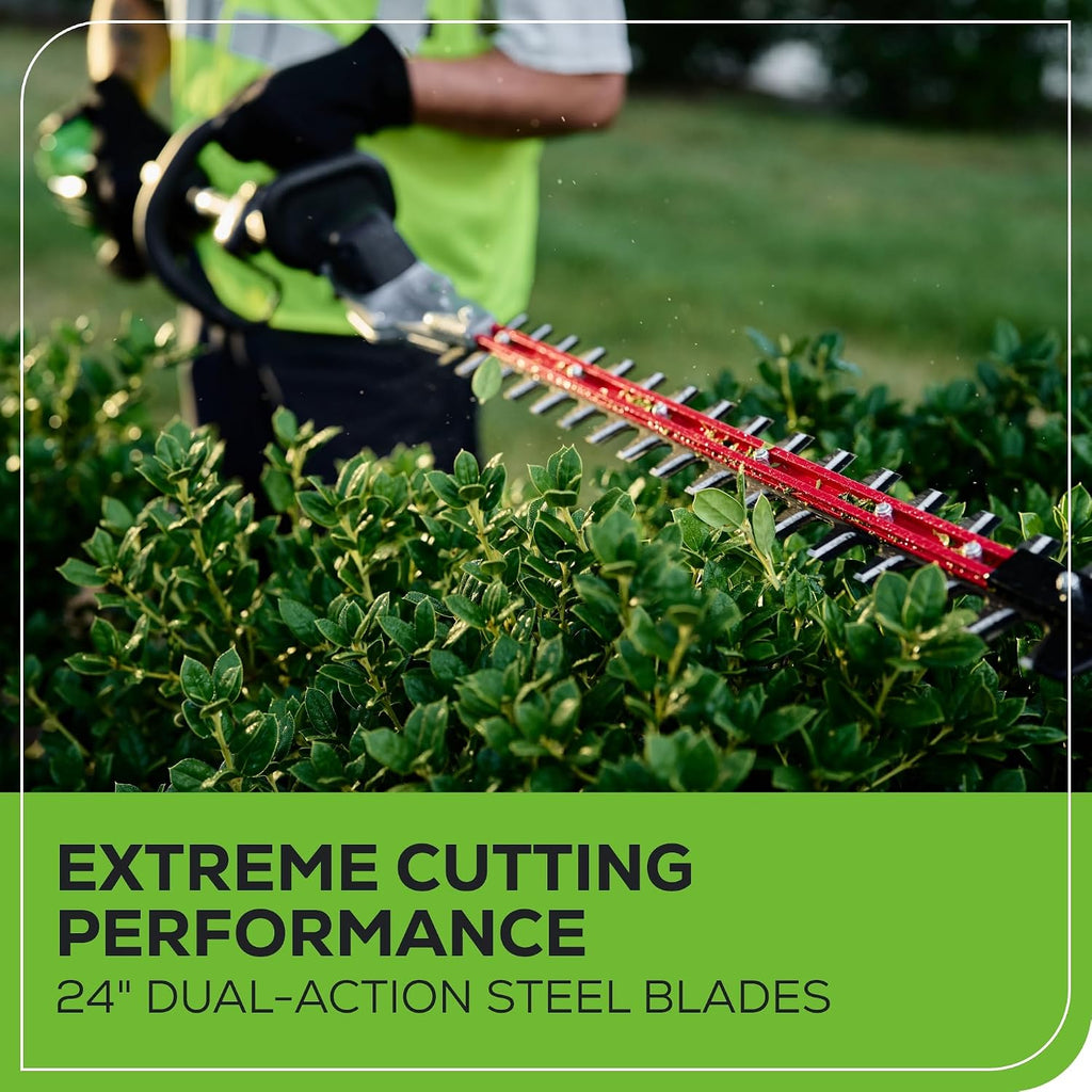Greenworks 82V 24' Brushless Cordless Fixed Mid Pole Hedge Trimmer, 2.5Ah Battery and Dual Port Rapid Charger (Great for Landscapers and Professionals)