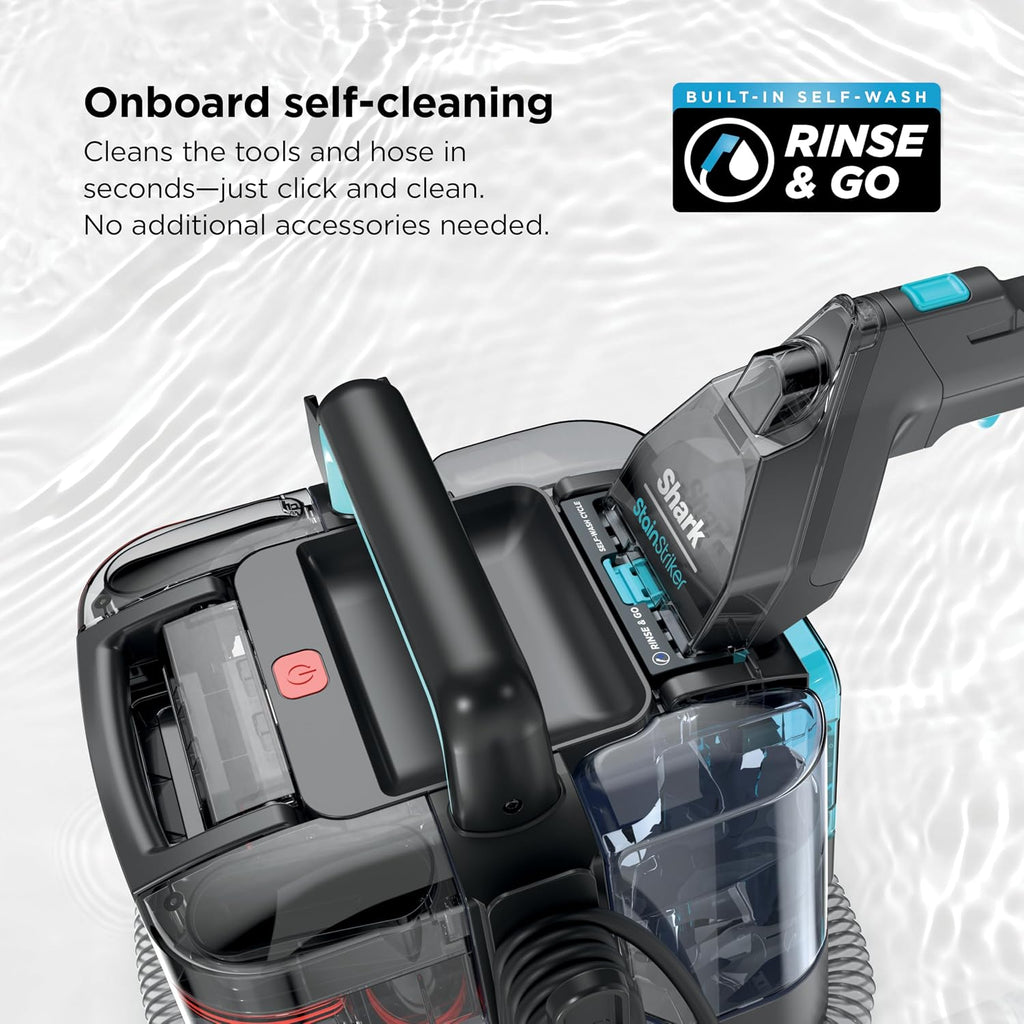 Shark StainStriker Portable Carpet & Upholstery Cleaner with On-Board Self-Cleaning, Spot, Stain, & Odor Eliminator, Includes 2 Cleaning Tools, 2 Cleaning Solutions, Charcoal, PX221BRN