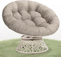 Bme 40' Ergonomic Wicker Papasan Chair with Soft Thick Density Fabric Cushion, High Capacity Steel Frame, 360 Degree Swivel for Living, Bedroom, Reading Room, Lounge