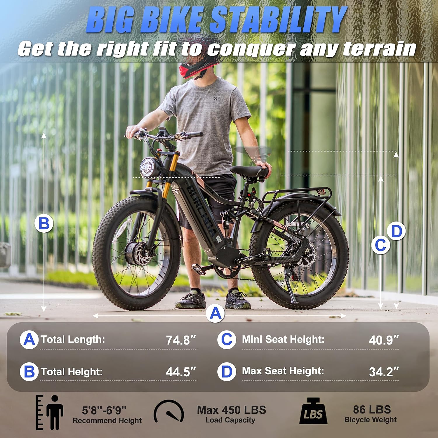 2026 Dual Motor Electric Bike for Adults AWD 5000W/3000W Peak 40 MPH/30 MPH E Dirt Bike, 52V/48V Removable Battery 65/80/150 Miles Max Long Range with Full Suspension 26' Fat Tires Mountain Bike