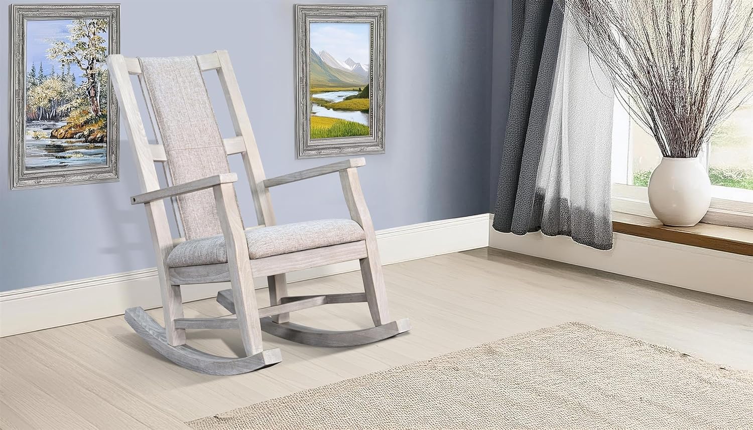 Sunny Designs Mara Modern Wood Rocker Chair with Cushion