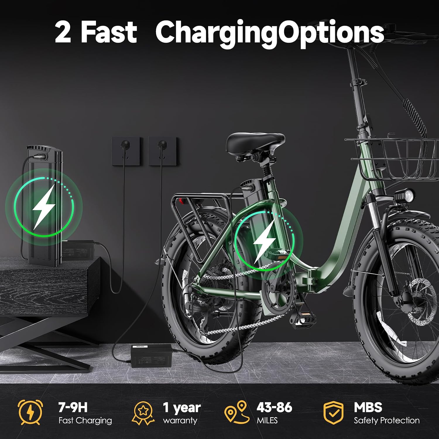 Electric Bike for Adults 20' Fat Tire 1300/1800W Peak Motor 52V 13/18.2AH Removable Battery 35/86 Miles PAS Range,20MPH,Folding EBike with Shimano 7 Speed and Adjustable Seat