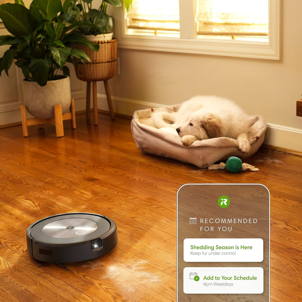 iRobot Roomba j7+ (7550) Self-Emptying Robot Vacuum – Identifies and avoids obstacles like pet waste & cords, Empties itself for 60 days, Smart Mapping, Works with Alexa, Ideal for Pet Hair (Renewed)