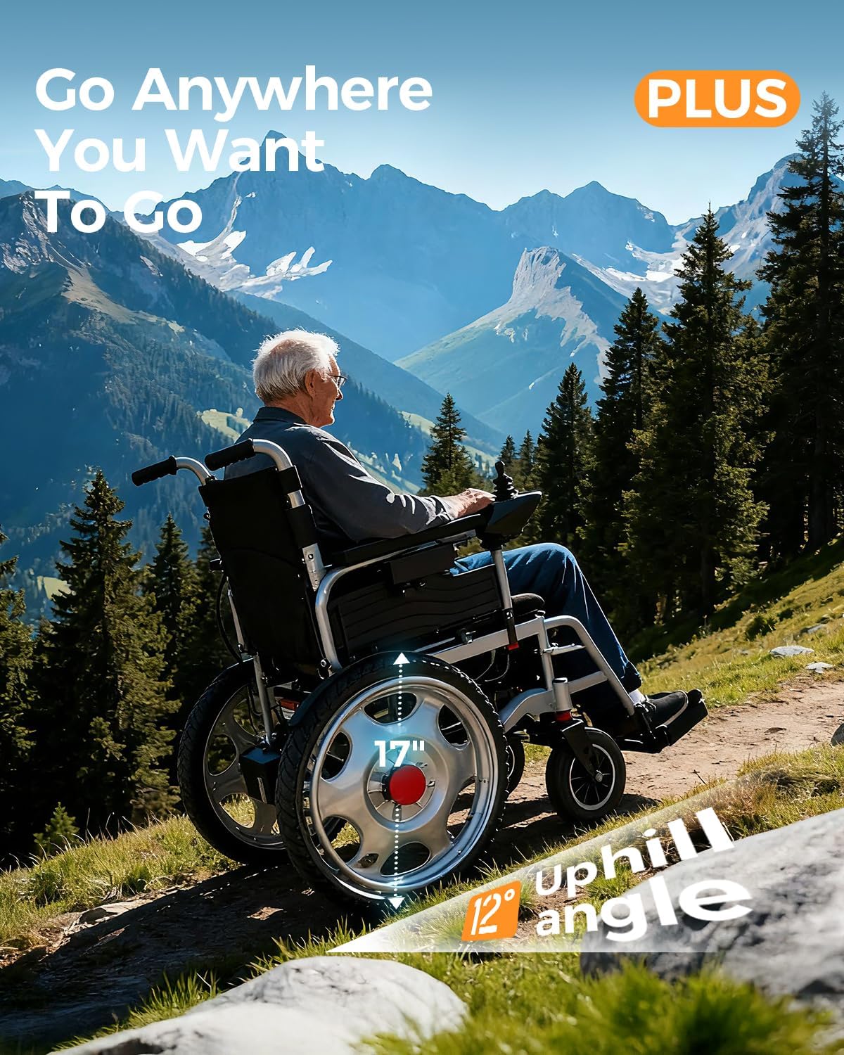 Electric Wheelchairs for Adults, 25+ Miles Long Travel Range, Foldable Motorized Wheelchair, Portable All-TerrainMotorized Wheelchair for The Elderly