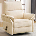 Oversized Recliner Chair, 26' Extra Wide 360° Swivel Rocker Recliner with Adjustable Headrest, Chenille Glider Rocking Nursery Chair with Overstuffed Armrest, Lumbar Support, Beige
