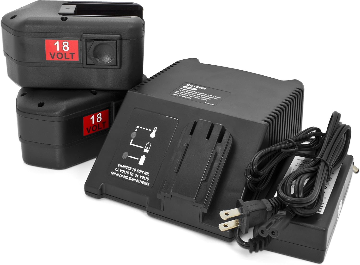 ExpertPower® 18v 2000mAh NiCd Battery for Milwaukee 48-11-2230 48-11-2200 48-11-2232, 8940158631 Battery Pack (2 Batteries + 1 Charger)