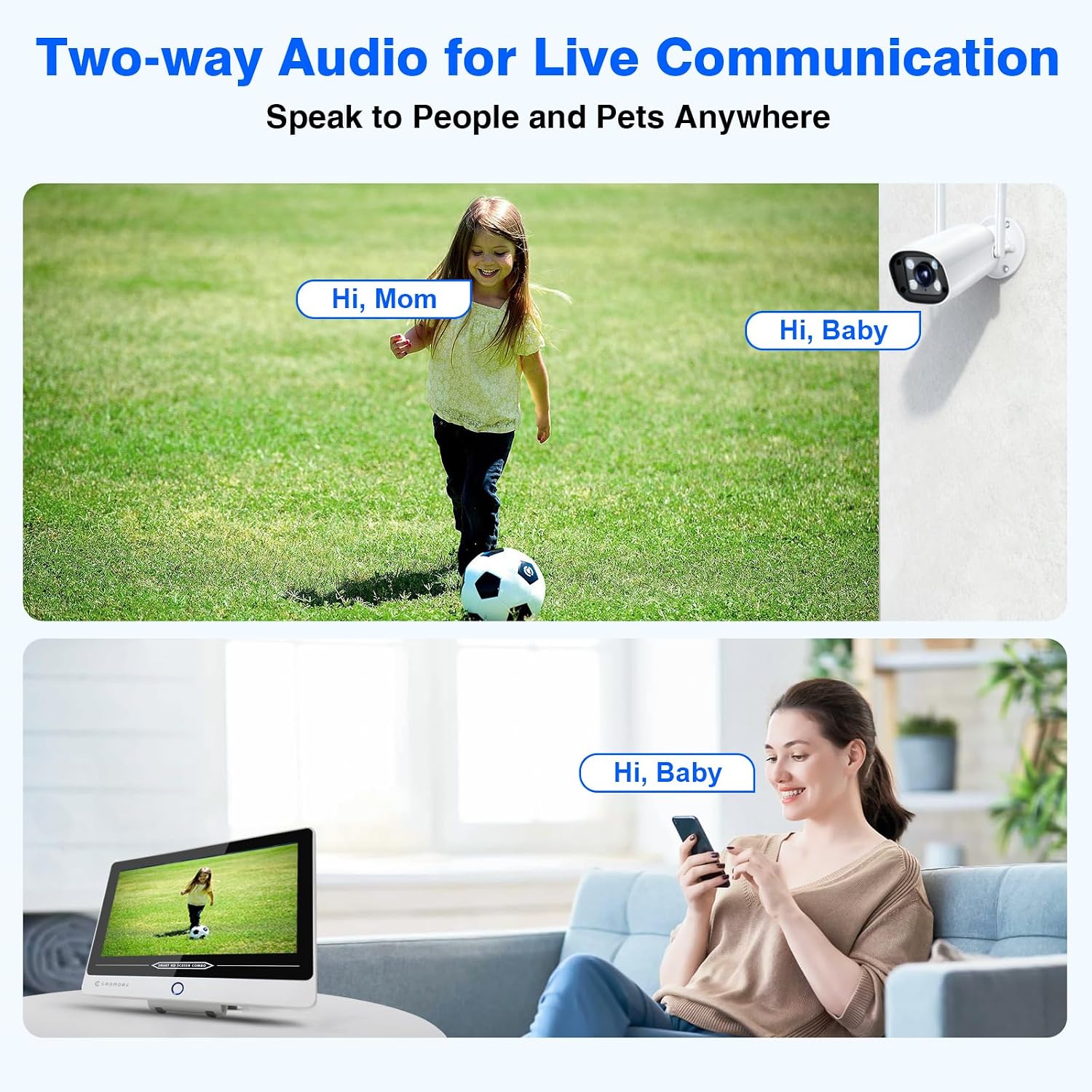 Wireless Security Camera System with 12' Monitor, Human Detection, Floodlight, Siren Alarm, 2-Way Audio, 4PCS 5MP Camera, Expandable 16CH NVR, Home Business Surveillance, 3TB HDD