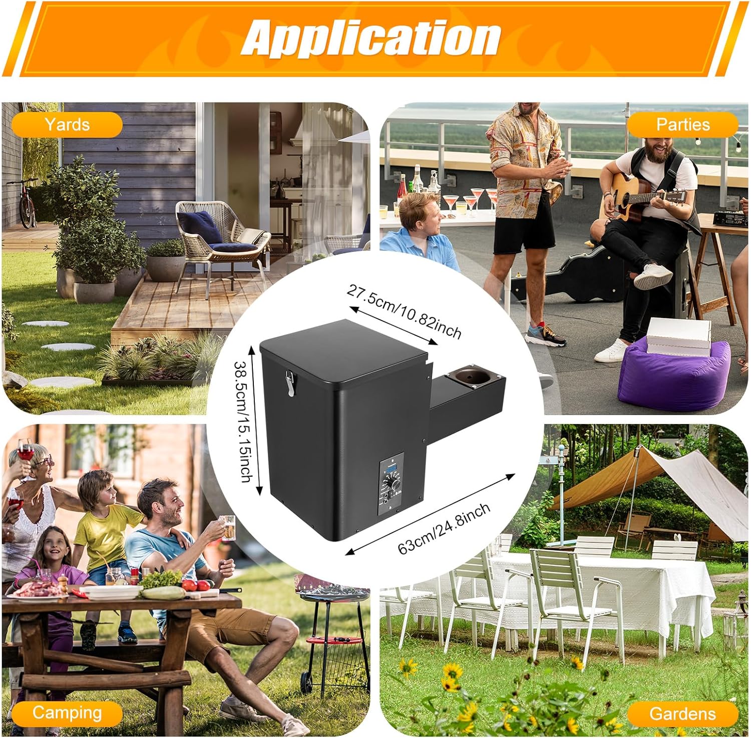 Pellet Smoker Hopper Kit,Vertical Pellet Hopper Assembly,250w Electric Wood Pellet Grill with Digital Temperature Controller for BBQ Smoke Bake（180℉ to 500℉）